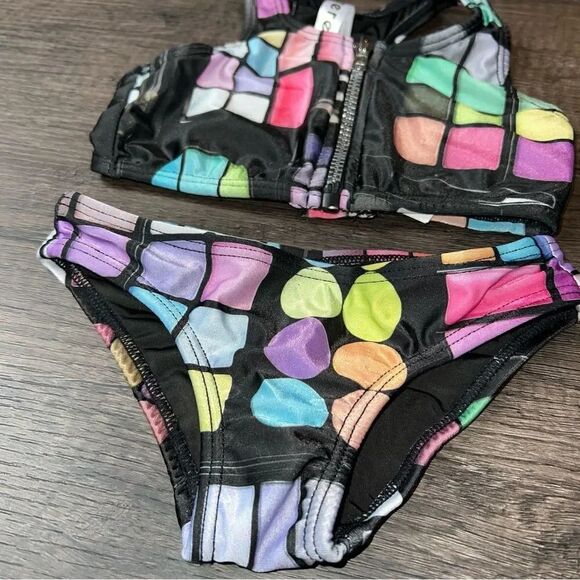Zara Terez Retro Bright Colorful Geometric Shape 2‎ Piece Bikini Swimsuit Size 4 - Picture 2 of 9